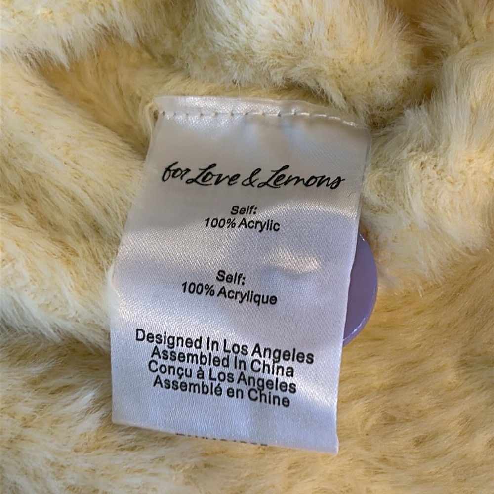 NWT For Love & Lemons Sheila Yellow & Purple Fuzzy Cropped Cardigan Size Small - Picture 8 of 10